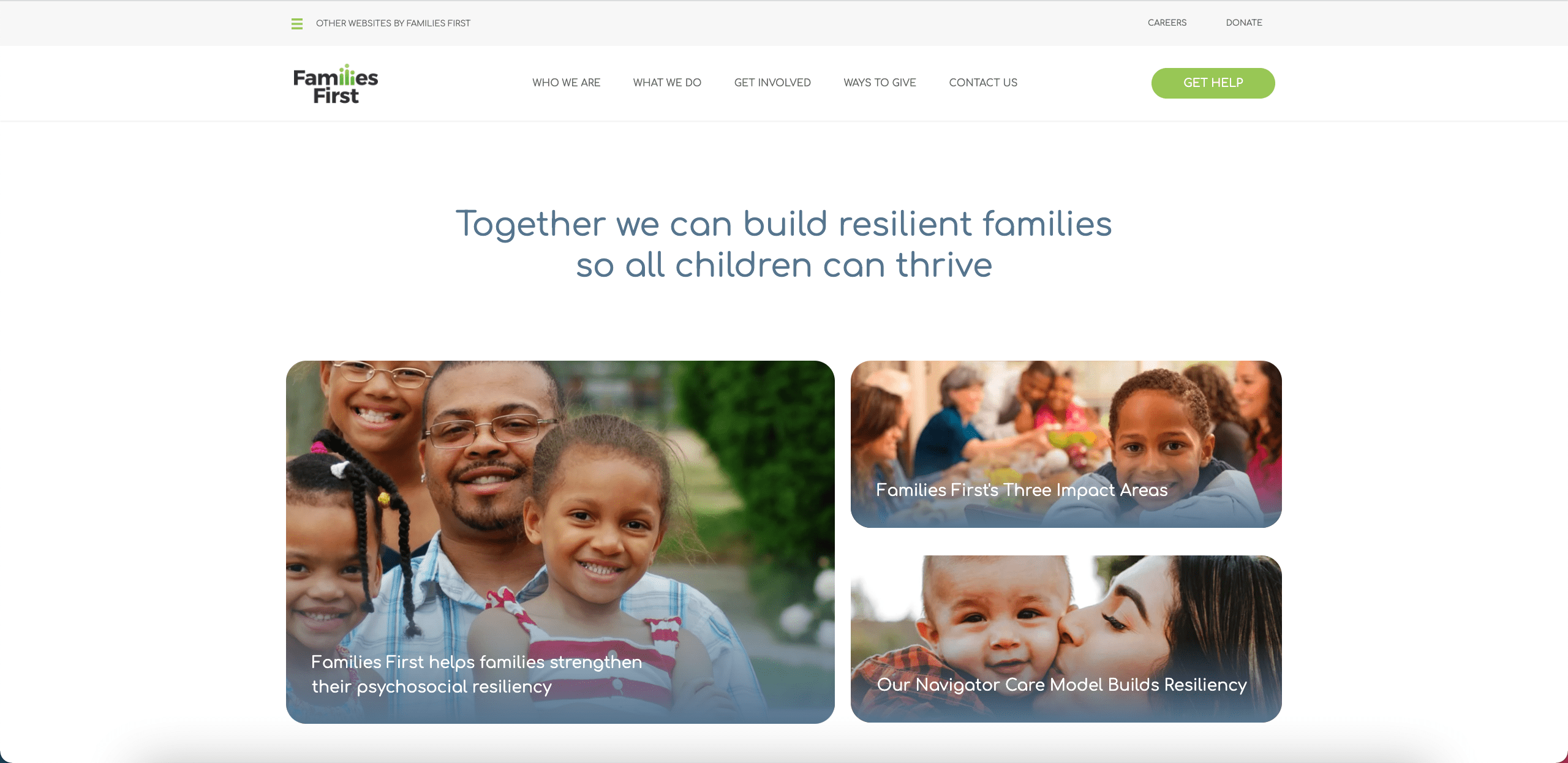 Screenshot of FamiliesFirst.org Homepage